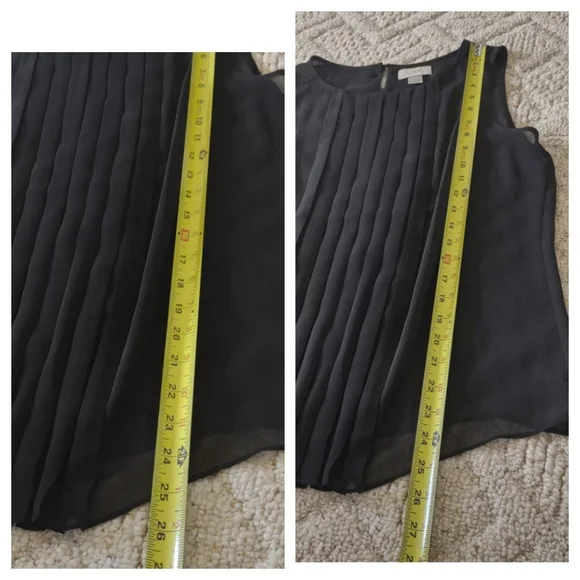 Loft Black Sleeveless Pleated Blouse - Picture 11 of 16